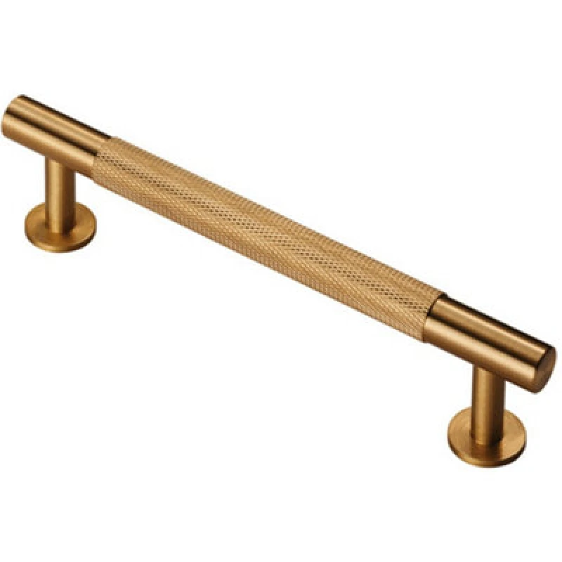 Image of Loops Knurled Bar Door Pull Handle 158 x 13mm 128mm Fixing Centres Satin Brass Metallics unisex