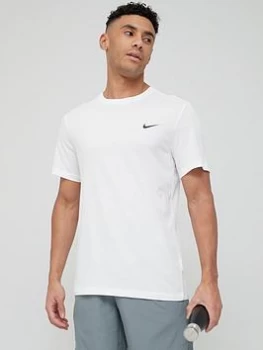 Image of Nike Solid Crew Neck Training T-Shirt - White, Size S, Men