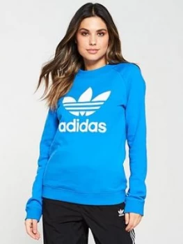 Image of adidas Originals Trefoil Crew Sweat - Blue, Size 6, Women
