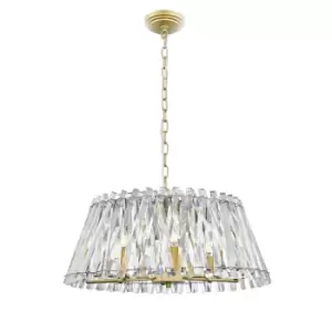 Image of Mirabell Crystal Pendant Ceiling Light, Gold, 6x E14