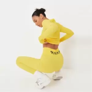 Image of Missguided Seamless Rib Extreme High Waist Leggings - Yellow
