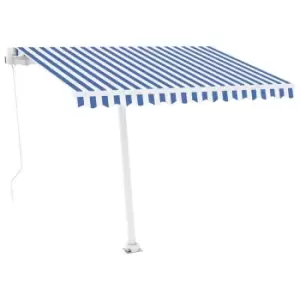 Image of Vidaxl Freestanding Manual Retractable Awning 300X250 Cm Blue & White