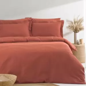 Image of The Linen Yard Waffle Double Duvet Cover Set Cotton Red Clay