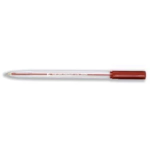 Image of 5 Star Office Ball Pen Clear Barrel Medium 1.0mm Tip 0.7mm Line Red Pack of 50