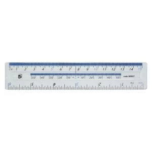 Image of Office Ruler Plastic 10ths 16thsinch and Millimeters 150mm Clear