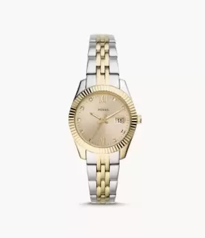 Image of Fossil Women Scarlette Mini Three-Hand Date Two-Tone Stainless Steel Watch