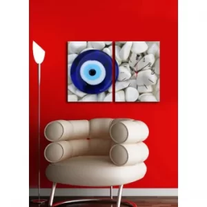 Image of 2P3040CSMOR-9 Multicolor Decorative Canvas Wall Clock (2 Pieces)