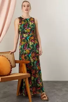 Image of Cut-Out Back Palm Jersey Dress