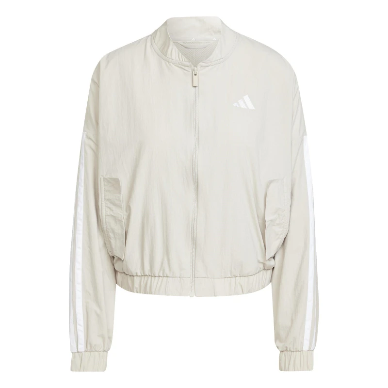 Image of adidas 3-Stripe Woven Bomber Jacket Womens Beige female XS (4-6)