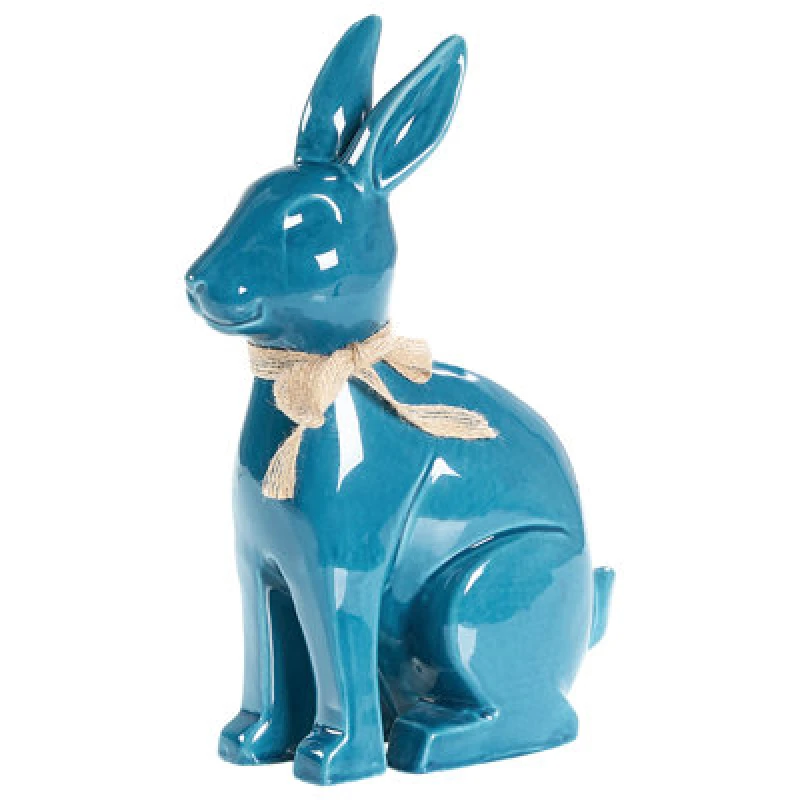 Image of Beliani Figurine Rabbit Jambles Ceramic Blue