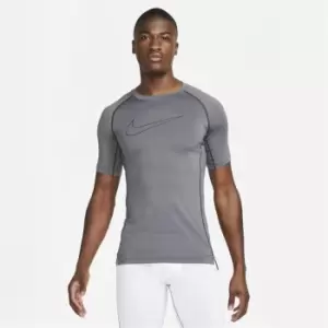 Image of Nike Pro Mens Tight Fit Short-Sleeve Top - Grey