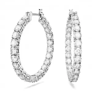 Image of Matrix Rhodium Plated White Hoop Earrings 5647715