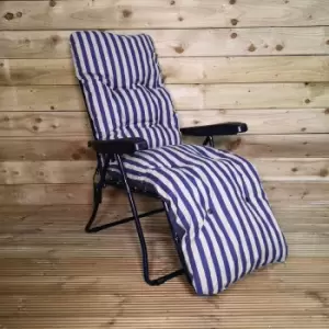 Image of Samuel Alexander Padded Garden Sun Lounger With Blue Stripes