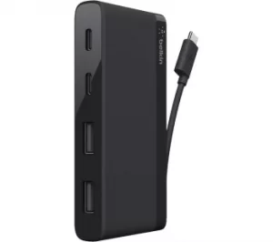 Image of ebelkin USB 3.0 Type c USB C Mini Hub 2x USB c 2x USB A 3.0 Ports Black