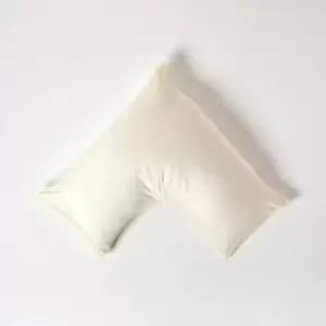 Image of Cream v Shaped Pillowcase Organic Cotton 400 Thread Count - Cream - Cream - Homescapes