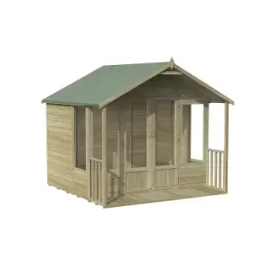 Image of Forest Garden Oakley 8X8 Apex Overlap Solid Wood Summer House With Double Door (Base Included)