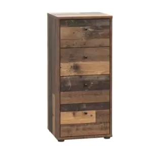 Image of FWStyle 4 Drawer Slimline Chest Of Drawers - Rustic