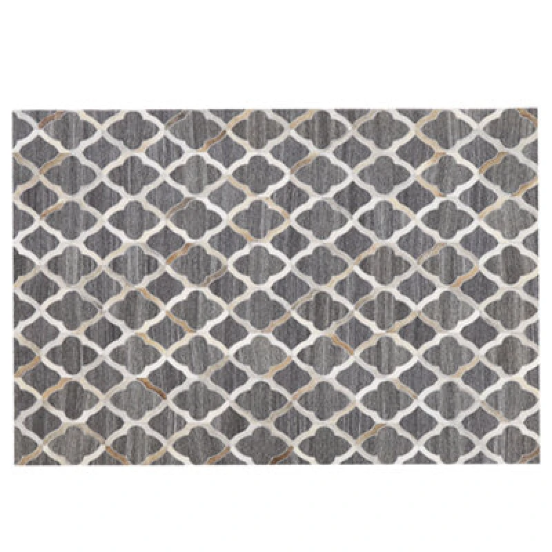 Image of Beliani Rug Rolunay Dark Grey 140 X 200 Cm Leather