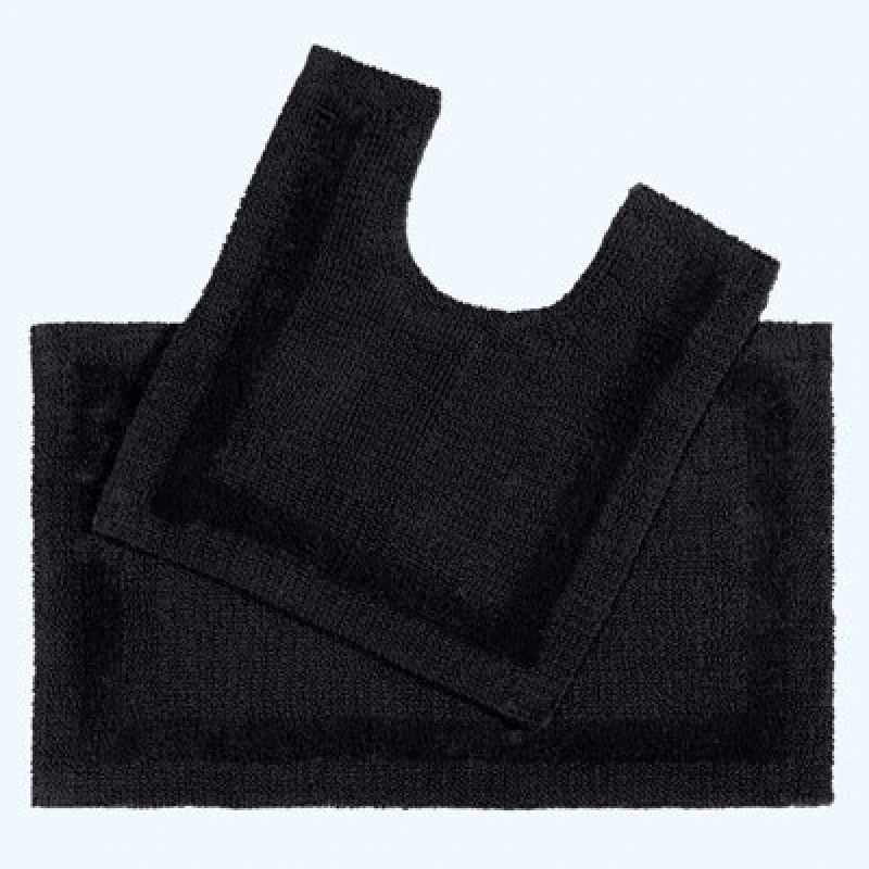 Image of Homescapes Luxury Reversible Cotton Bath Mat Set - Black