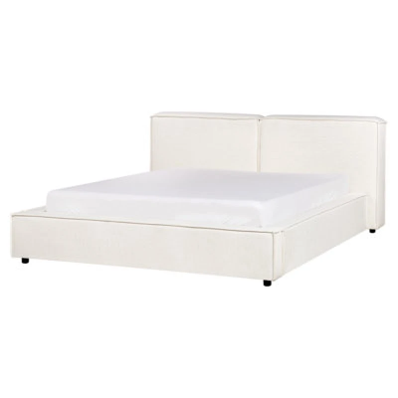 Image of Beliani Bed Fabric Linards 160 X 200 Cm (Eu King Size) Off-White