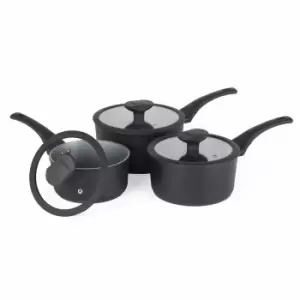 Image of Russell Hobbs RH02131EU7 Crystaltech Graphite Non-stick 3 Piece Saucepan Set With Glass Lids