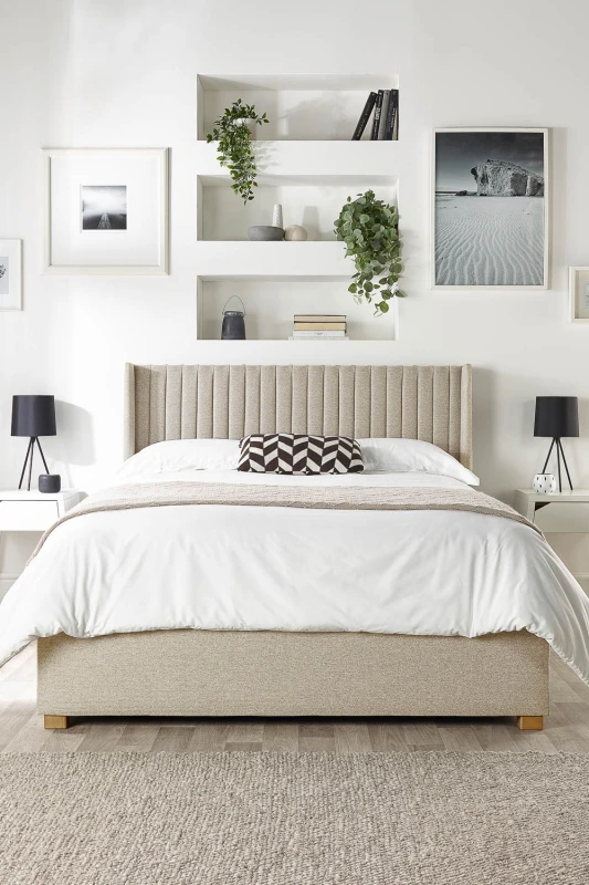 Image of Catherine Lansfield Cl Soho Small Double Twill End Lift Ottoman Bed - Natural