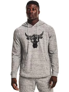 Image of Under Armour Training Project Rock Terry Hoodie - Grey/Black, White/Black Size M Men