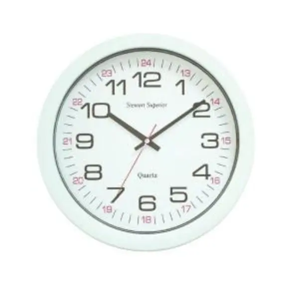 Image of Seco Quartz 24 Hour Wall Clock 255mm Diameter White - 777 24583SS EXR24583SS