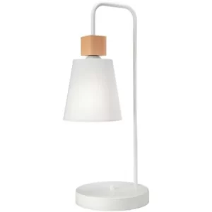 Image of Enrico Desk Lamp With Fabric Shade, White, 1x E27