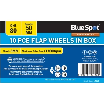 Image of Bluespot - 19612 10 Piece 80 Grit 50MM Flap Wheels In Box