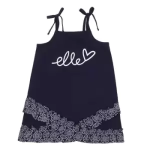 Image of Elle Elle Frill Hem Dress Bb99 - Blue