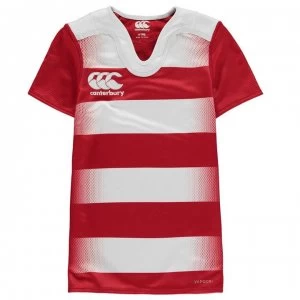 Image of Canterbury CCC Challenge Hooped Rugby Shirt Junior Boys - White/Red