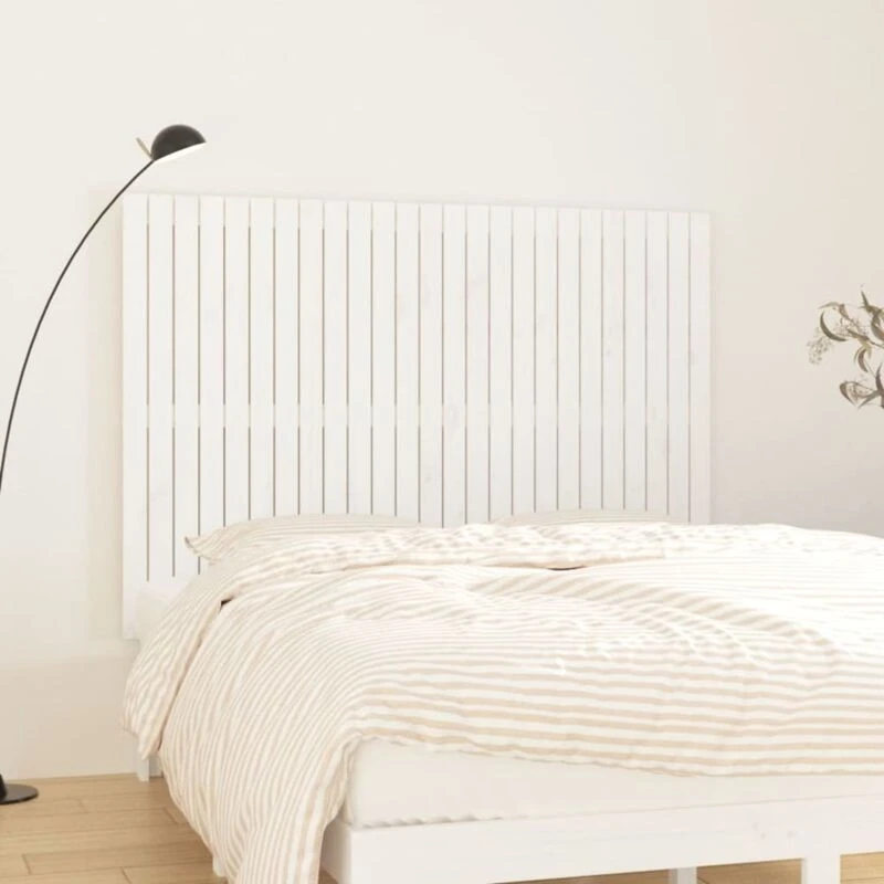 Image of Vidaxl Wall Headboard White 159.5X3X110 Cm Solid Wood Pine, White 824949