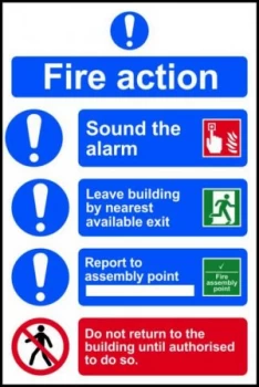 Image of Fire action procedure Sign, S/A Vinyl