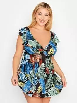 Image of Yours Cool Summer Angel Sleeve Swimdress - Black, Size 30-32, Women