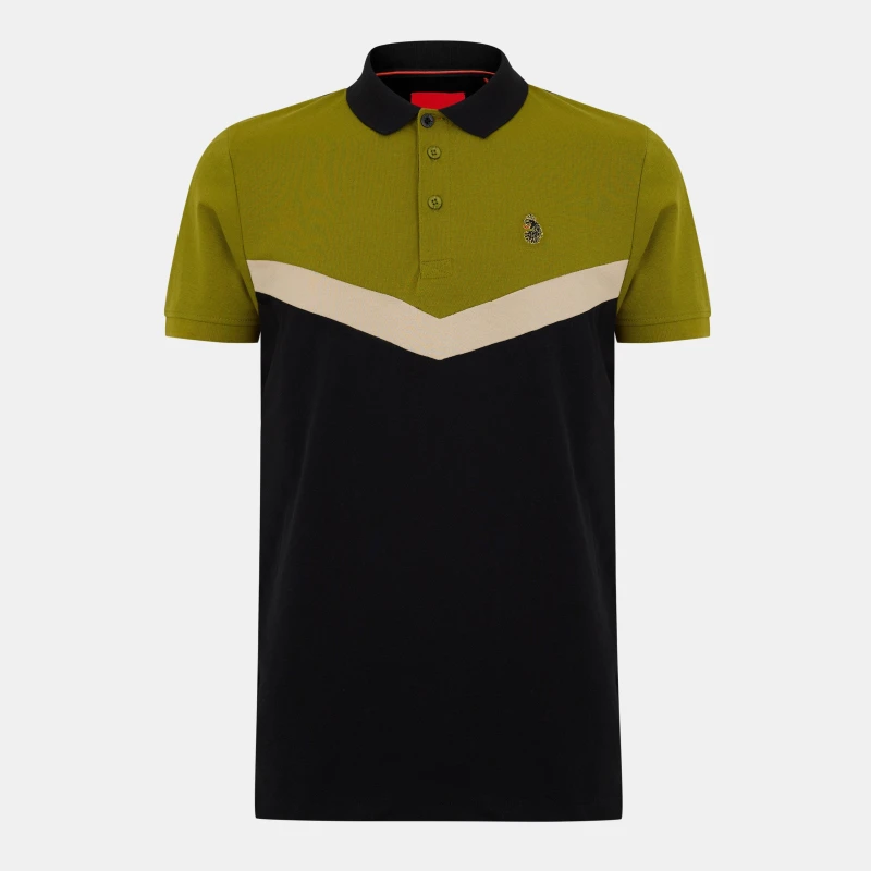 Image of Luke Mens Cala Chev Short-Sleeve Polo Shirt Cardamom Blk male X Small