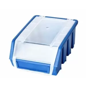 Image of Ergo m+ Box Plastic Parts Storage Stacking With Cover 116x161x75mm - Colour Blue - Pack of 5