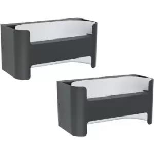 Image of 2 PACK IP44 Outdoor Wall Light Black & White Unusual Aluminium 4.8W LED