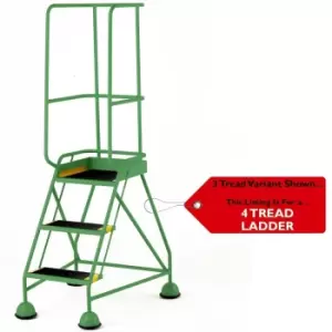 Image of 4 Tread Mobile Warehouse Steps & Guardrail GREEN 2m Portable Safety Stairs
