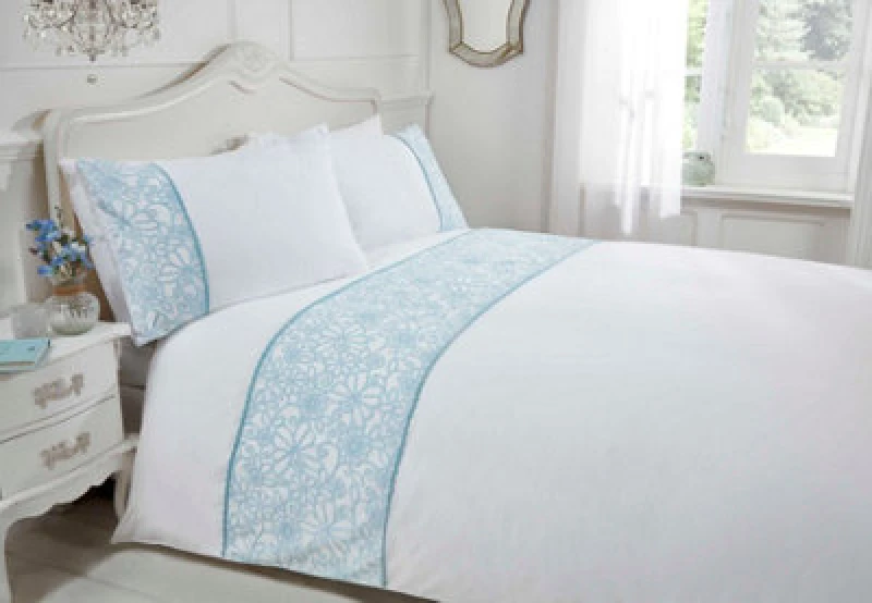 Image of Rapport Home Butterfly Polycotton Duvet Cover Set With Pillowcase in Duck Egg Blue Size: Double Duck Egg Blue Unisex Double