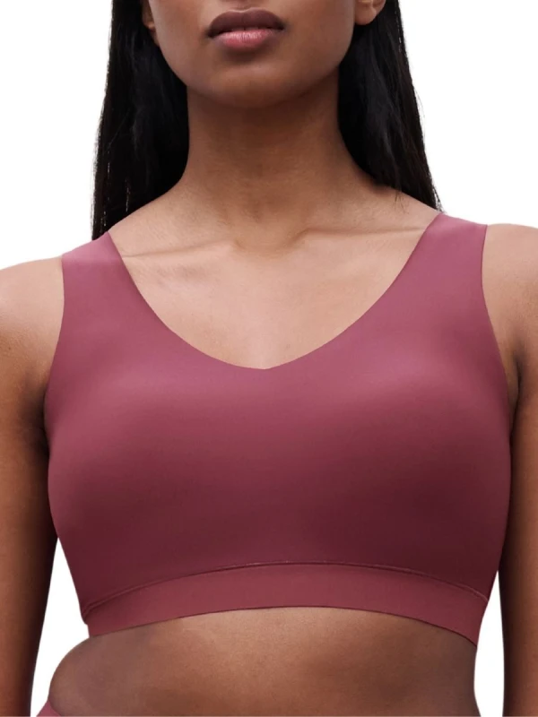 Image of Chantelle Womens SoftStretch V-Neck Padded Crop Top in Red Size: 8-10 Red Female 8-10