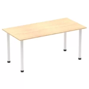 Image of Impulse 1600mm Straight Table Maple Top White Post Leg