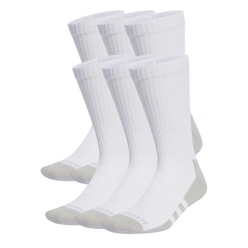 Image of adidas Aeroready Crew 6 Pack Socks Mens - White White 1 - 6