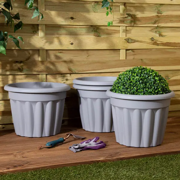 Image of Wham Set 4 Vista 40cm Round Planter Upcycle Grey 446540/4
