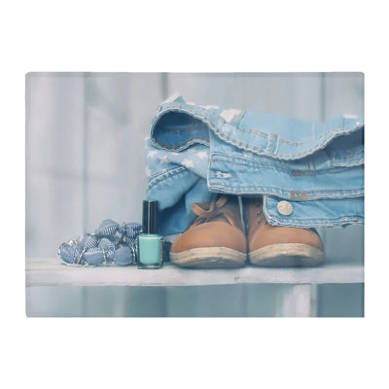 Image of Warren Reed Designer Shoes On The Bench Glass Chopping Board