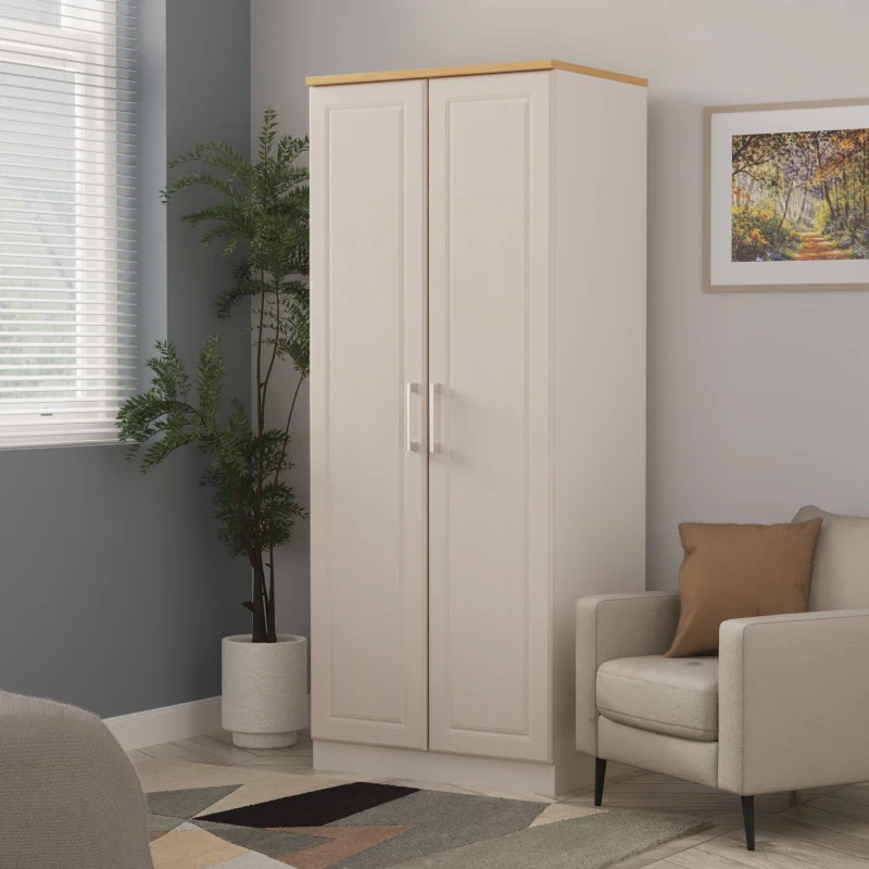Image of Sevilla Ready Assembled Traditional Matt Beige Oak Effect Large Double Wardrobe (H)1825mm (W)740mm (D)530mm