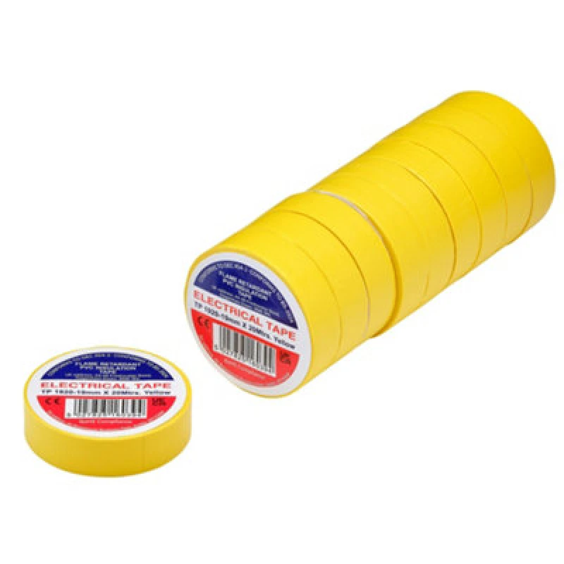 Image of Draper PVC Electrical Insulation Tape Pack of 10 Yellow 19mm 20m TP1920YEL