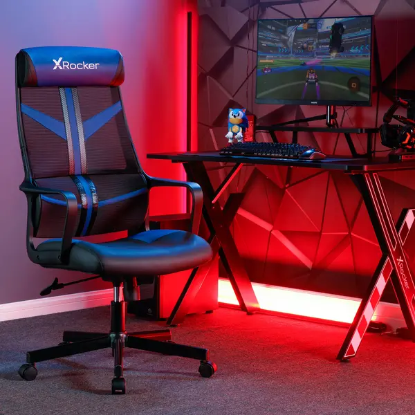 Image of X Rocker Helix Mesh Office Gaming Chair Blue