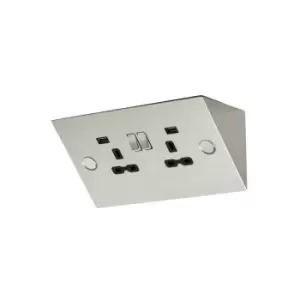 Image of Knightsbridge 13A 2G Mounting Switched Socket with Dual USB Charger (2.4A) - Stainless Steel with Black insert