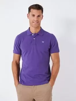 Image of Crew Clothing Crew Clothing Classic Pique Polo Shirt, Purple, Size L, Men